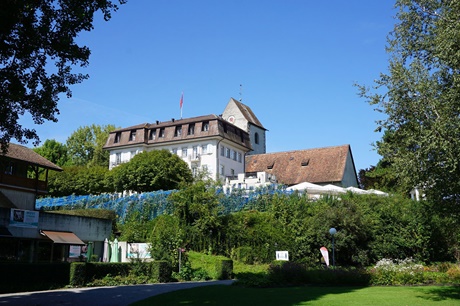 Schöner Blick auf das Romanshorner Schloss; im Hintergrund ist der Turm der Alten Kirche zu sehen.