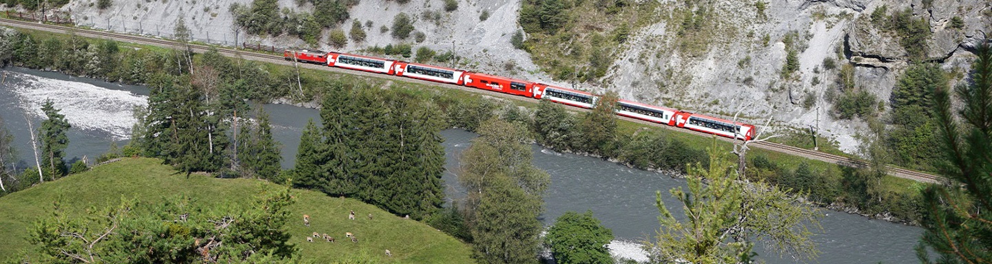 Der Glacier-Express durchquert die Rheinschlucht.